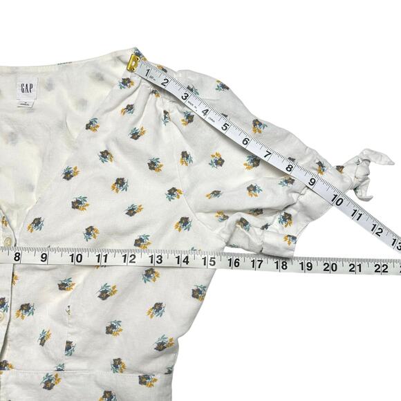 Gap | Women | Floral Tie Sleeve Spring Button Up Mini Dress - Picture 5 of 11